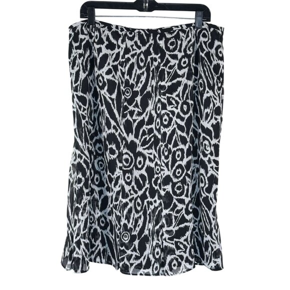 EVAN PICONE Sz 14 Womens Black White Floral Long Maxi A-Line Skirt Summer Boho - Picture 2 of 8